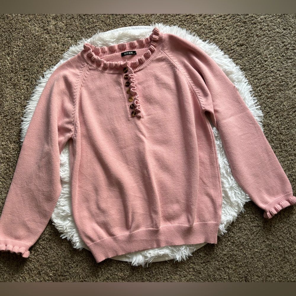 BTFBM Sweater Pink‎ Ruffles Womens Size XL